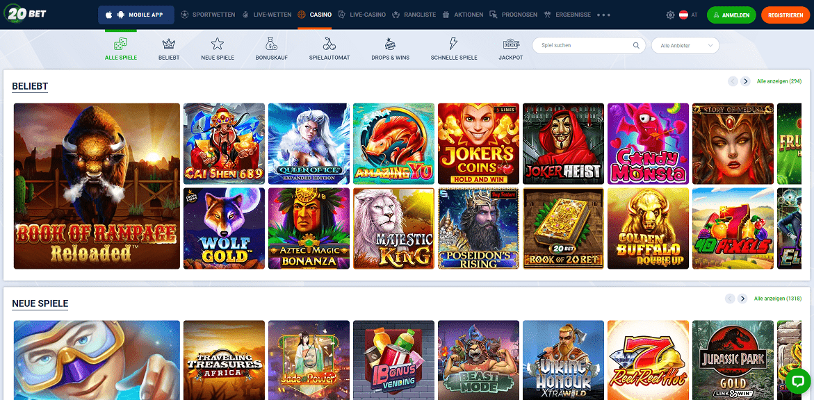 20bet casino speile